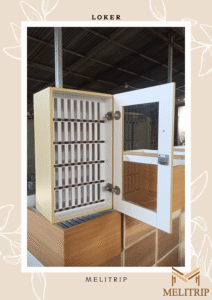 Loker handphone custom Melitrip dengan pintu kaca dan slot penyimpanan HP bernomor untuk kantor, pabrik, dan sekolah.